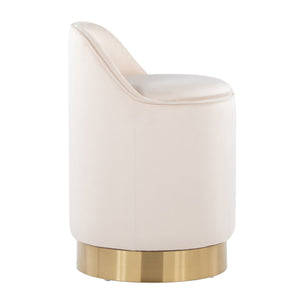 English Elm 18" Tufted Velvet Vanity Stool with 360 Swivel Base and Hidden Storage Compartment Cream B202P471497