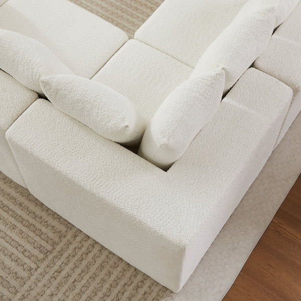English Elm [video]151.6-inch Modular Chenille Sectional with Deep Seats and Chaise for Open Living Spaces Beige W3505S00058