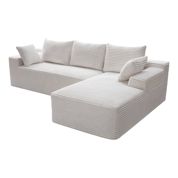 English Elm 94.5" Jumbo Corduroy Cloud Sectional Deep Seat L-shape Couch for Living Room W5515P495043