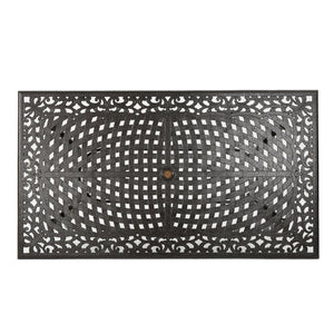English Elm Christopher Knight Home® - PHOENIX Cast Aluminum Rectangle Dining Table with Floral Lattice, Umbrella Hole, Rust-Resistant Finish Bronze 69.75 L x 40.5 W x 4.75 H 57704.00