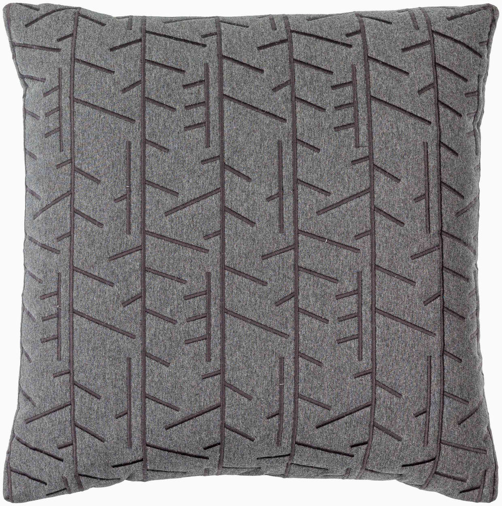 Surya Branched 18"L X 18"W Cotton Accent Pillow - Cozy Cottage Decor With Charming Intricate Design Charcoal Cotton,Cotton Bcd002-2222