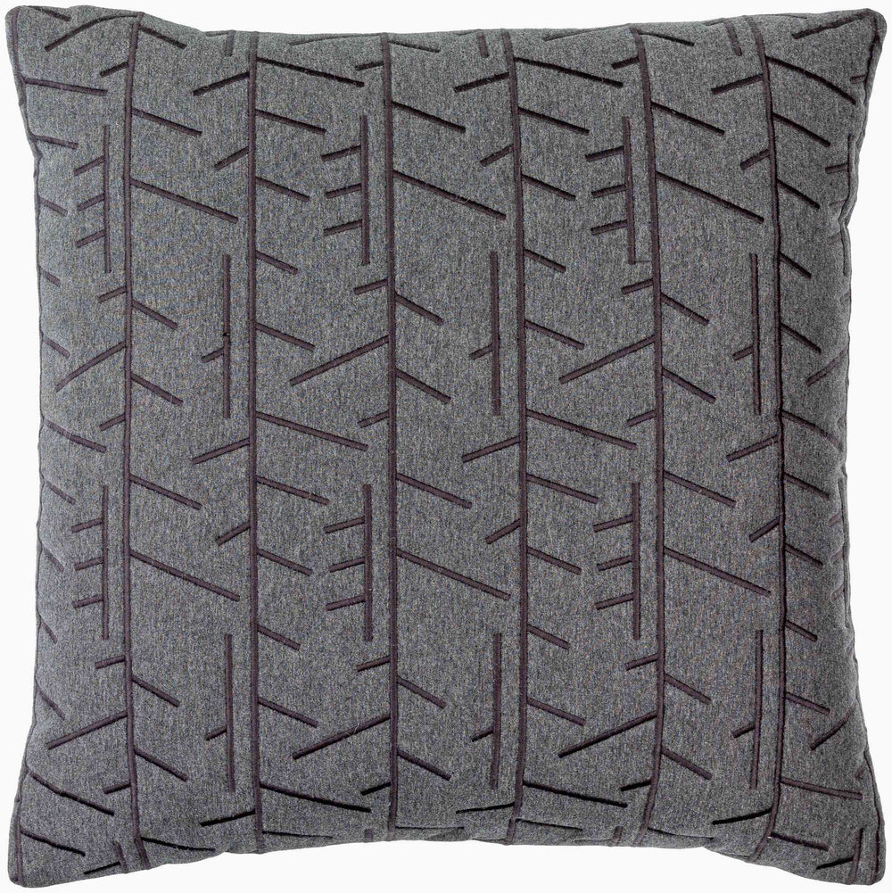 Surya Branched 18"L X 18"W Cotton Accent Pillow - Cozy Cottage Decor With Charming Intricate Design Charcoal Cotton,Cotton Bcd002-2222