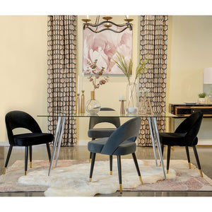 English Elm Vendas Rectangular Tempered Glass Dining Table with Tapered Chrome Legs Seats Four B062S01729