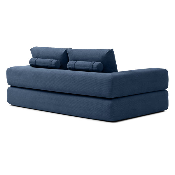 English Elm 81'' Corduroy Floor Sofa Convertible Loveseat Futon Sleeper with Foam Fill and Pillows Blue W1117P459733