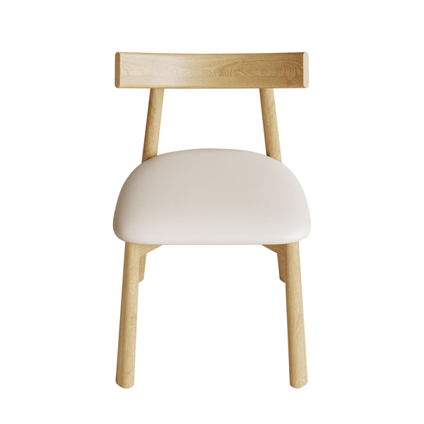 English Elm Set of 2 Armless Wood Dining Chairs Leather Cushioned Ergonomic Curved Back Natural W2700P388274
