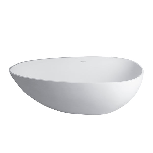 English Elm 67'' Oval Acrylic Freestanding Soaking Tub Glossy White with Chrome Toe-tap Drain W1920P353170