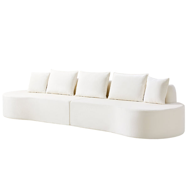 English Elm 138.6" Curved Modular Sectional Sofa Low Profile High Density Foam Living Room Lounge White N767P366006W