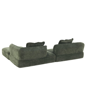 English Elm 122" L-shaped Sectional with Deep Chaise High Density Foam Low Profile Living Room Sofa Green N767P371309G