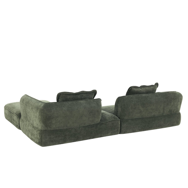 English Elm 122" L-shaped Sectional with Deep Chaise High Density Foam Low Profile Living Room Sofa Green N767P371309G