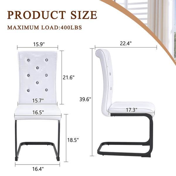 English Elm Luxury Pu Upholstered Dining Chair Set of 4 with Channel Stitching and Metal Legs W1512P491879