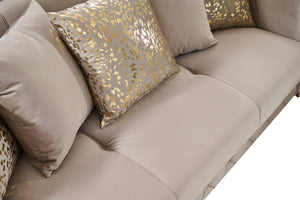 English Elm Lippa Quilted Sleeper Loveseat with Gold Steel Legs Storage and Foam Cushion Seat Taupe B009S02237
