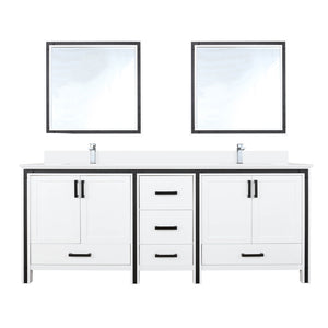 English Elm White Double Bath Vanity 80" W x 22" D with Cultured Marble Scratch‑Resistant Top, Faucet & Mirrors B2731S01144