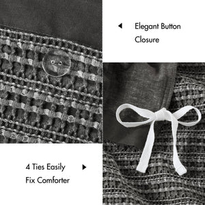 English Elm 3PCS Waffle Washed Comforter Set Full/Queen with Breathable 100% Cotton Face and Plush 270G Fill Charcoal 11.5 L x 9.5 W x 8 H B035P341120