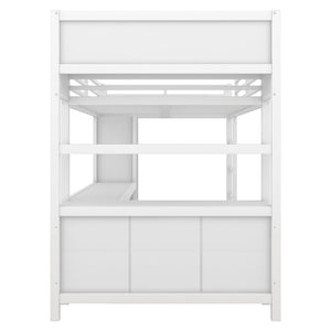 English Elm Metal Loft Bed With L-Shaped Desk & Ample Storage - Full-Size Heavy Duty Bed For Kids & Teens W1580S00067