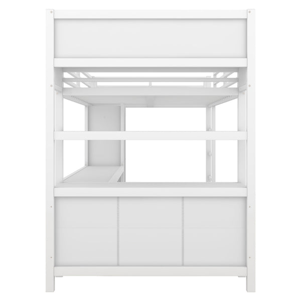 English Elm Metal Loft Bed With L-Shaped Desk & Ample Storage - Full-Size Heavy Duty Bed For Kids & Teens W1580S00067