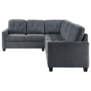 English Elm Ashland 4-Piece Upholstered Sectional Sofa Set with Plush Fabric, Block Wood Legs, Entertainer’s Dream Steel Gray B062S01049