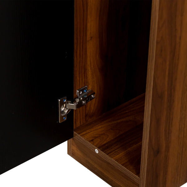 English Elm Modern Extendable Dining Table with Built-In Outlet, USB Ports & Storage, Space-Saving Console to 118" Walnut+black W331S00190