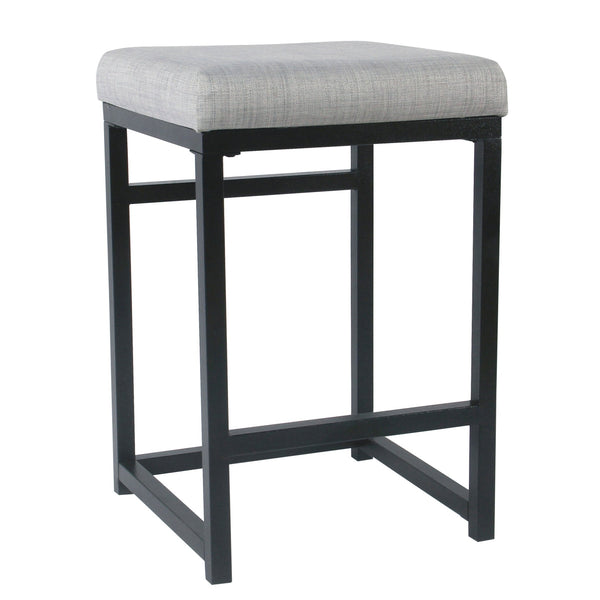 English Elm Open Back Counter Stool Powder Coated Frame Padded Woven Seat for Kitchen Bar B056P417124