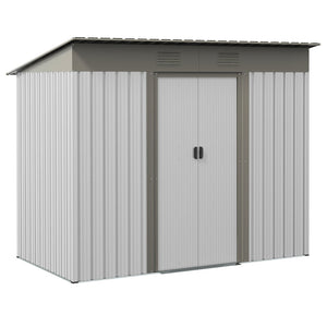 English Elm Outsunny 7' X 4' Metal Lean-To Garden Shed, Secure Outdoor Storage With Double Doors & Vents W2225P174113-GIGA