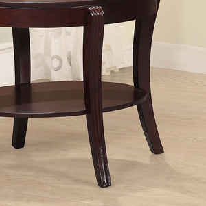 English Elm Espresso Transitional Dark Cherry End Table with 5mm Tempered Glass Top and Open Shelf Storage, 29x31x24" B011P395597