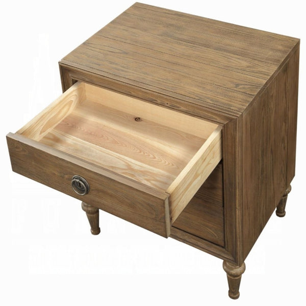 English Elm Inverness Three Drawer Nightstand Reclaimed Oak Farmhouse Bedroom Wood Legs B2726P475048