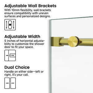 English Elm 60*76"Fixed 60*76" Fixed & Sliding Shower Door - Modern Frameless Design, 3/8" Tempered Glass, Easy Clean & Install T3177P320603