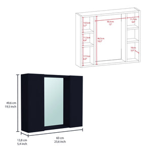 English Elm Artemisa Double Door Medicine Cabinet with Mirror and External Shelf, Space-Saving Black 20.1" B07091764