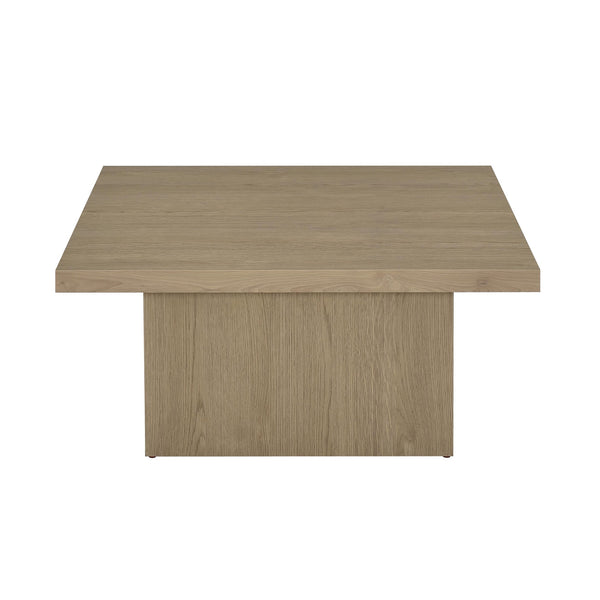 English Elm Square Engineered Wood Coffee Table with Pedestal Base for Modern Living Rooms B016P473408