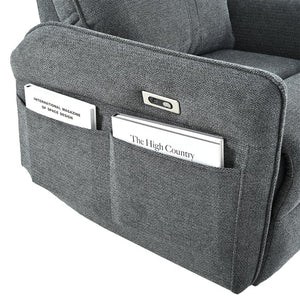 English Elm 270° 270° Power Swivel Recliner Chair with USB Ports, 30° Rocking, 95–150° Recline for Small Spaces Dark Gray W1028S00050