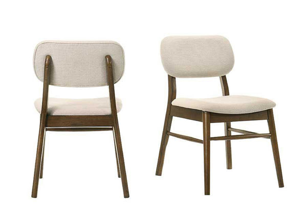 English Elm 7pc Modern Rectangular Dining Set with 8" Butterfly Leaf, Upholstered Chairs, Brown Finish, 71-79" B011S02020