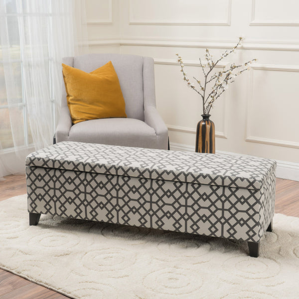 English Elm Christopher Knight Home® - Ottoman - Stylish Gray & White Storage Ottoman With Lift-Top, Extra Seating & Modern Design 60159.00GGMT