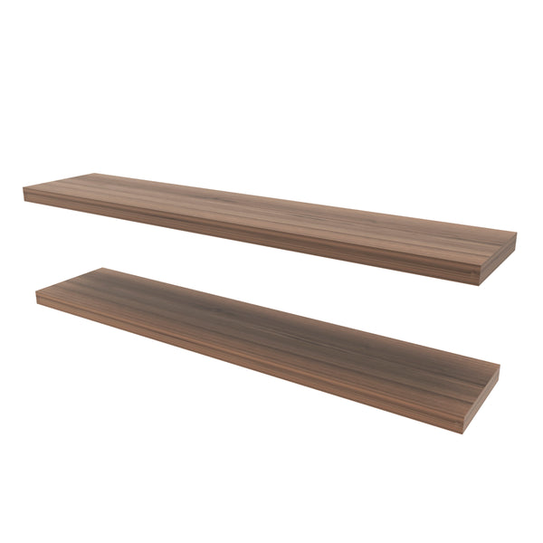 English Elm Greer Floating Shelf Melamine Set of 2 — Modern Minimalist Wall-Mounted Shelves for Home Office Light Brown 47.2 L x 10.2 W x 3.5 H B128P375282