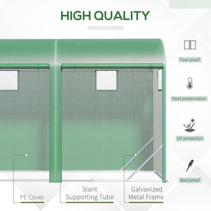 English Elm Greenhouse,walk-in Lean-to Steel Frame Garden Shelter with Mesh Vents and Uv Pe Cover T3971P422248
