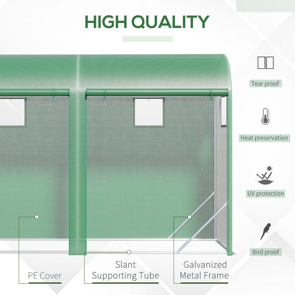 English Elm Greenhouse,walk-in Lean-to Steel Frame Garden Shelter with Mesh Vents and Uv Pe Cover T3971P422248
