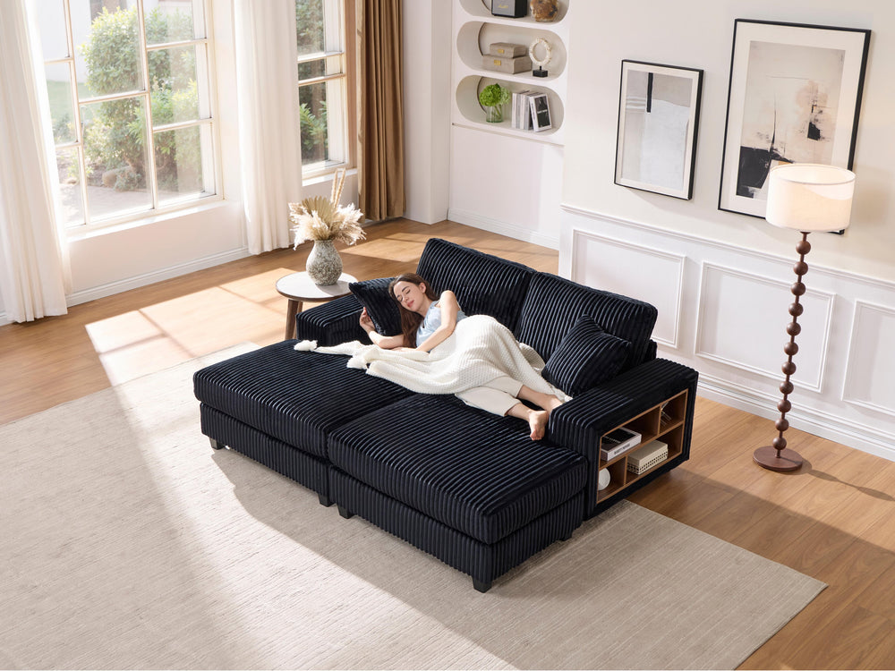 English Elm Convertible Corduroy Sleeper Sofa Chair - Oversized Modern Lounge, Plush Comfort For Guests & Home W1793S00034