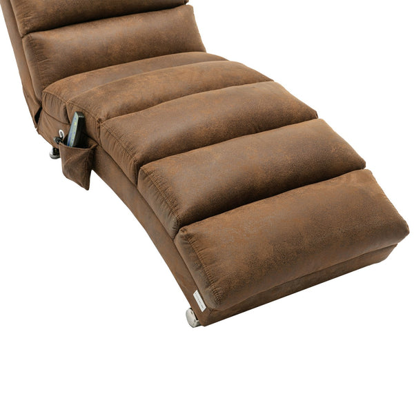 English Elm Linen Ergonomic Massage Chaise Lounge with Remote, 140° Recliner Long Lounger for Office Home W395P184846