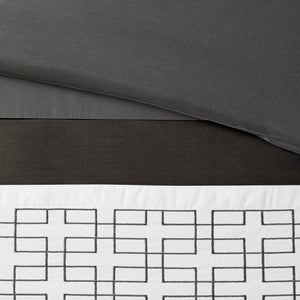 English Elm 8 Piece Embroidered Comforter Set In Dark Grey - Hotel-Inspired, Hypoallergenic & Easy Care Bedding B035P266660