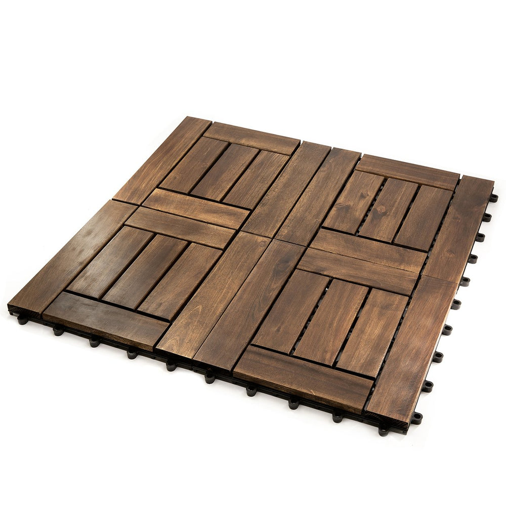 English Elm 12 Inch Acacia Wood Interlocking Patio Deck Tiles Natural Grain Outdoor Flooring T3656P456183
