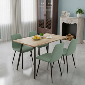 English Elm 47" Modern Mdf Wood Grain Dining Set Seats 4 with Green Chairs and Black Metal Legs W2189S00843