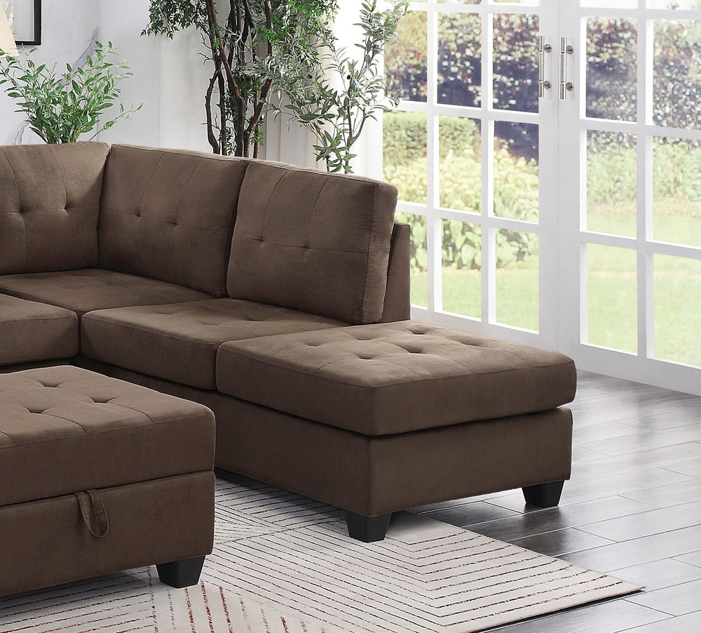 English Elm Modern Microfiber Sectional Sofa with Tufted Cushions Reversible Chaise and Built-in Cupholders Chocolate B011S00932