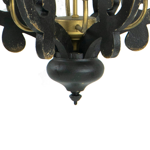 English Elm Aki Six Light Carved Fir Wood Chandelier Ornate Vintage Fixture for Dining Rooms B056P416816