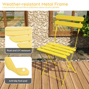 English Elm Bistro Outdoor Folding 3 Piece Patio Set with Powder Coated Steel Frame for Balcony W3979P394151