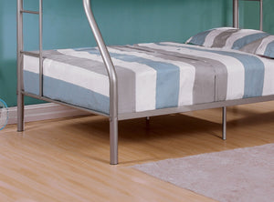 English Elm Twin Over Full Metal Bunk Bed - Sleek Silver Design With Angled Ladder For Space-Saving Style B2741S00310-GIGA