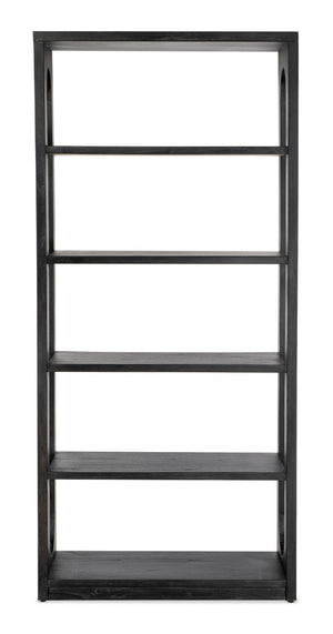 Hooker Furniture Commerce Mindi Etagere With Black Wood Grain, Rounded Organic Silhouette, 4 Shelves For Stylish Display 5899-10443-89