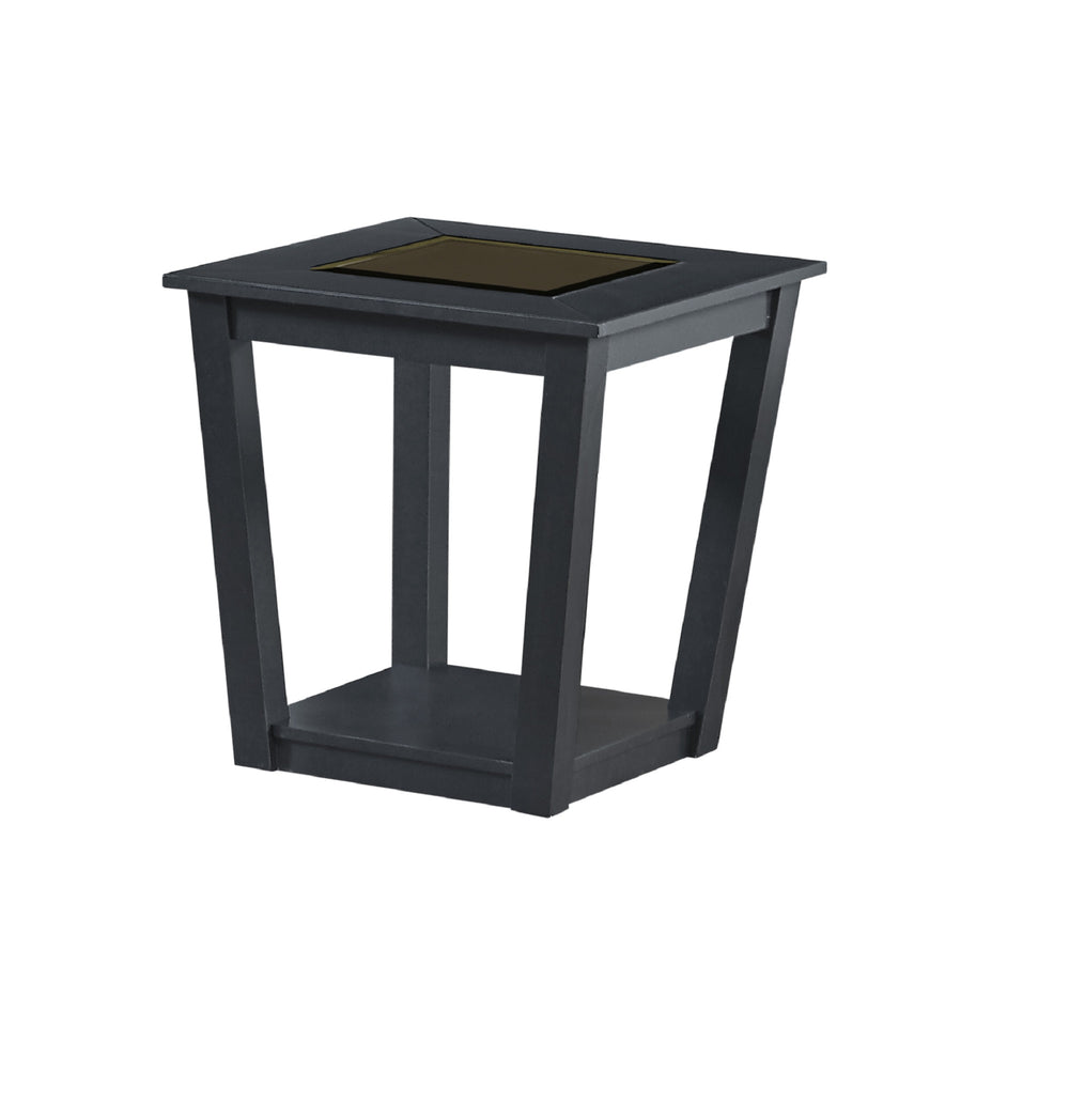 English Elm 3-piece Contemporary 3-Piece Table Set with Glass Insets, Black MDF & Wood Base, Open Shelf Storage B011P405645