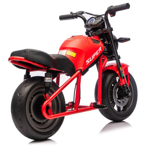 English Elm 24v300w Kids Electric Muscle Motorcycle with Dual Suspension Wide Eva Tires and Twist Throttle Red W1578P382503