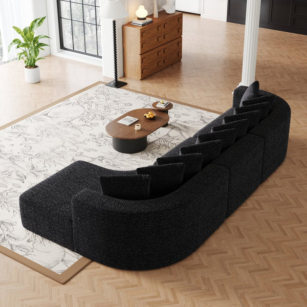 English Elm 131.1-inch Chenille Cloud Sectional with Memory Foam Curved Modular Living Room Sofa W3505S00013