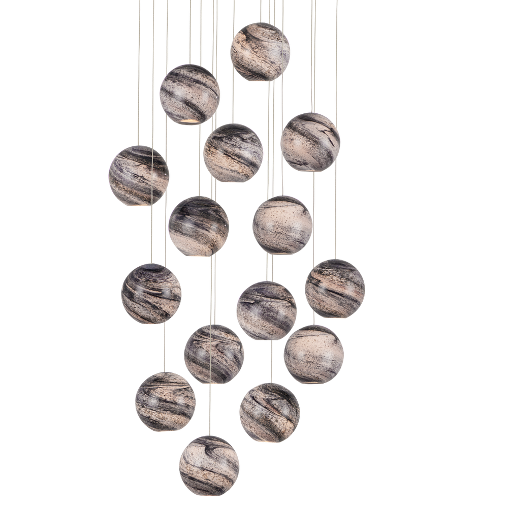 Palatino 15-Light Round Multi-Drop Pendant - Stunning Glass Shades Create a Celestial Ambiance
