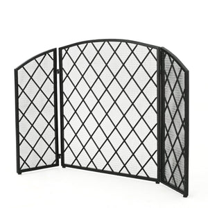 English Elm Christopher Knight Home® - FIRE Amiyah 3-Panel Iron Fireplace Screen - Decorative Protective Mesh Shield for Hearth Safety and Style Black 61127.00