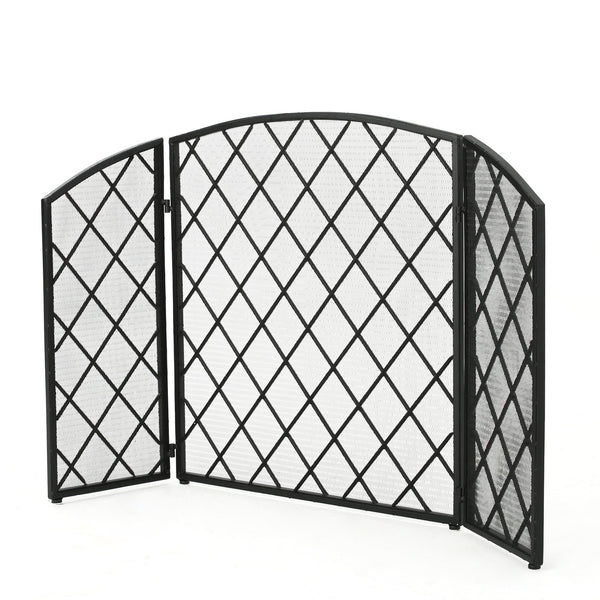 English Elm Christopher Knight Home® - FIRE Amiyah 3-Panel Iron Fireplace Screen - Decorative Protective Mesh Shield for Hearth Safety and Style Black 61127.00